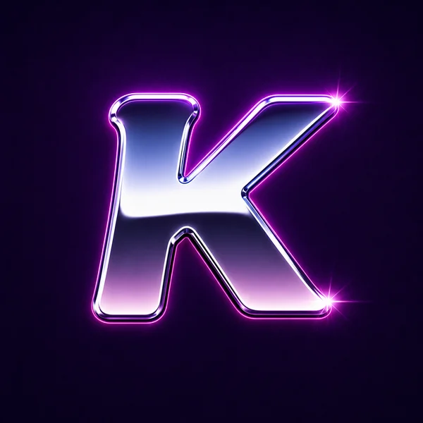 Logo de l’application Klap : un K chromé cerné de néon violet.