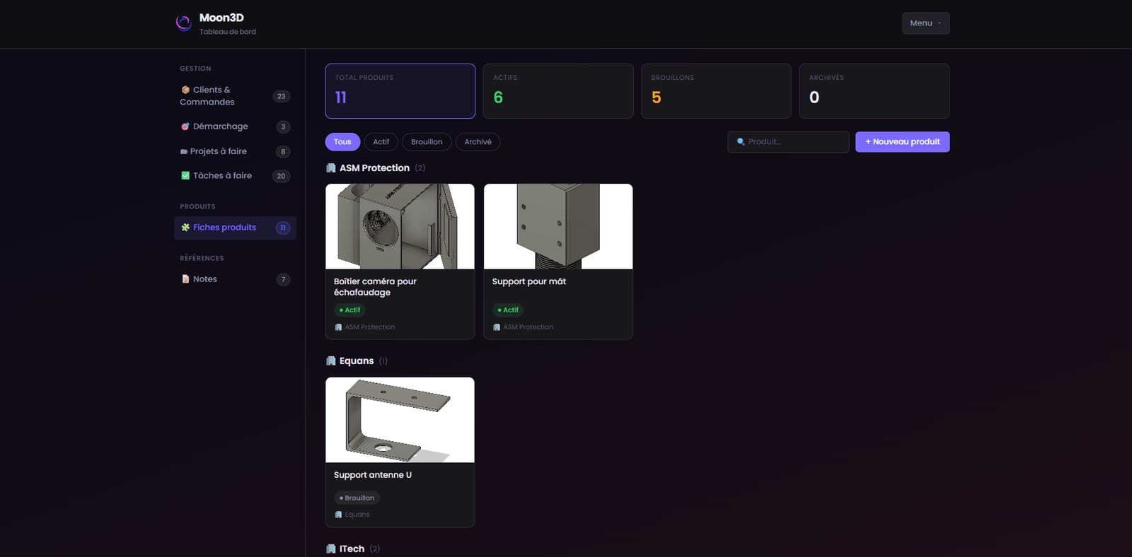 Outil de gestion Moon3D, capture 4