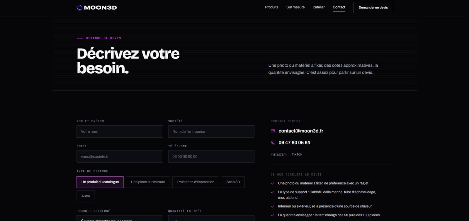 Site de Moon3D, capture 3